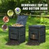 VEVOR Garden Compost Bin 80 Gal, BPA Free Composter, Large Capacity Outdoor Composting Bin with Top Lid and Bottom Door, Easy Assembling, Lightweight,
