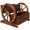 Wooden Wagon Planter Box, Garden Planter with Wheels,Decorative Planter for Flowers Herbs Vegetables for Indoor & Outdoor Décor,Wooden Flower Cart fo