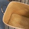 Square Palm Leaf Woven Wicker Harvesting Basket with Handles Set of 2 - 14" x 14" x 15" and 16" x 16" x 17" - Black and Brown