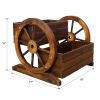Wooden Wagon Planter Box, Garden Planter with Wheels,Decorative Planter for Flowers Herbs Vegetables for Indoor & Outdoor Décor,Wooden Flower Cart fo