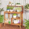 1PC Outdoor Garden Potting Wood Planting Workstation with Open Shelves