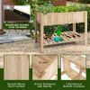 47 Inch Wooden Raised Garden Bed with Bottom Shelf and Bed Liner