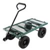 Garden Wagon Dump Cart Making it Easier to Transport Garden Supplies - Green, Solid Tires