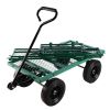 Garden Wagon Dump Cart Making it Easier to Transport Garden Supplies - Green, Solid Tires
