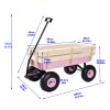 Outdoor All Terrain Pulling Wagon with Wood Railing, 10 inch Air Tires