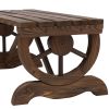Outsunny 2-Person Wooden Garden Bench, Outdoor Wagon Wheel Porch Bench for Backyard Garden, Support 550 LBS, Rustic Country Style Patio Furniture, Bro