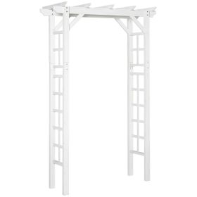 Outsunny Arched Trellis Arbor 7 ft Wood Steel with Natural Fir Side Panel for Climbing Vines Outdoor White