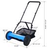 14-Inch 5-Blade Push Reel Lawn Mower with Grass Catcher, BLUE COLOR