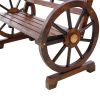 2-Person Wooden Wagon Wheel Bench for Backyard, Patio, Porch, Garden, Outdoor Lounge Furniture w/Rustic Country Design, Slatted Seat and Backrest - Br