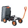 VEVOR Dump Cart, Poly Garden Dump Cart with Easy to Assemble Steel Frame, Dump Wagon with 2-in-1 Convertible Handle, Utility Wheelbarrow 1500 lbs Capa