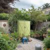 64" Tree Bud Green Cedar Wood Outdoor Storage Shed with Single Slope Roof Lockable Double Doors for Garden Yard & Patio - Natural Style