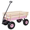 Outdoor All Terrain Pulling Wagon with Wood Railing, 10 inch Air Tires