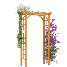 Outsunny Garden Arbor Arch Trellis 7 ft Wood with Natural Fir Side Panel for Climbing Vines Outdoor Orange
