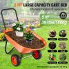 VEVOR Wheelbarrow Cart, 5 Cu. Ft. Load & 397 lbs Capacity, 2 Wheels Garden Dump Cart, Garden Wagon with Handle & 10" Wide Track Wheels, Easy Loading U