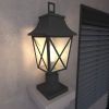 Outdoor Post Light, Black Pole Lantern Fixture with Pier Mount Base, Hard Wired