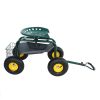 Rolling Garden Work Chair with Wheels, Garden Cart with Steering Handle, 360 degree Swivel Seat