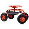Rolling Garden Cart Scooter, Adjustable Height with 4 Wheels and Extendable Handle, Garden Stool Cart with 360-degree swivel motion