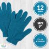 Blue Gray String Knit Work Gloves, 9 Inch. Pack of 24 Medium Cotton and Polyester Breathable String Knit Gloves with Elastic Wrist. Reusable Cotton Kn