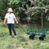 Garden Wagon Dump Cart Making it Easier to Transport Garden Supplies - Green, Solid Tires