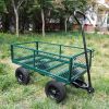 Garden Wagon Dump Cart Making it Easier to Transport Garden Supplies - Green, Solid Tires