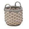 Zita Round Resin Woven Wicker Multi-Use Storage and Harvesting Basket with Handles - 18" x 18" x 19.6" - White-Gray