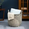 Zita Round Resin Woven Wicker Multi-Use Storage and Harvesting Basket with Handles - 18" x 18" x 19.6" - White-Gray
