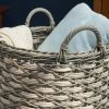 Zita Round Resin Woven Wicker Multi-Use Storage and Harvesting Basket with Handles - 18" x 18" x 19.6" - White-Gray