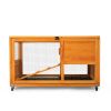 2-Tier Rabbit Hutch on Wheels, Bunny Cage with Run, Doors, Ramp, Openable Roof, Easy-to-Clean Tray, Pet House for Guinea Pigs Small Animals, Orange