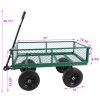 Garden Wagon Dump Cart Making it Easier to Transport Garden Supplies - Green, Solid Tires