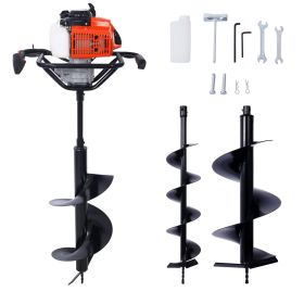 2.7HP Post Hole Digger 63cc Gas-Powered 2-Stroke Auger Digging Drill Shaft Size 3/4" ,EPA certificated with L6"+L10"+L12" DRILL BITS