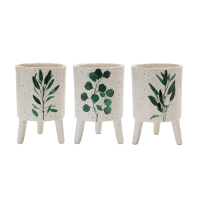 Footed Foliage Print Planter