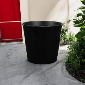 11" Black Recycled Plastic Indoor Outdoor Round Pot Planter