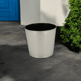 9" Silver Recycled Plastic Indoor Outdoor Round Pot Planter
