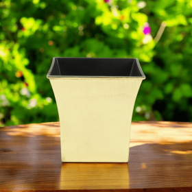 7" Gold Recycled Plastic Indoor Outdoor Square Pot Planter
