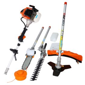 4 in 1 Multi-Functional Trimming Tool, 63CC 2-Cycle Garden Tool System with Gas Pole Saw, Hedge Trimmer, Grass Trimmer, and Brush Cutter EPA Comp