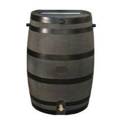 50-Gallon Wood Grain Rain Barrel with Brass Spigot