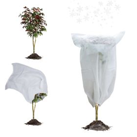 Pack of 2 White Winter Plant Covers 31.6" x 47" Freeze Protection, Plant Winter Cover Protection with Drawstring, Tree Plant Protectors from Anim