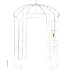 VEVOR Birdcage Shape Garden Arbor, 9' High x 6.6' Wide, Heavy Duty Wrought Iron Arbor, Wedding Arch Trellis for Climbing Vines in Outdoor Garden,