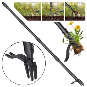 63'' Weed Puller Tool with Long Handle, Stand up Weed Puller with 4 Claw Steel Head, Weed Root Remover Tool for Garden & Lawn Care