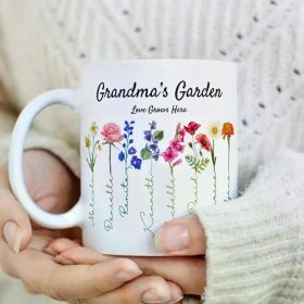 Grandma Garden Mug – 11oz Birth Flower Coffee Cup, Perfect Custom Gift for Mother'S Day and Christmas