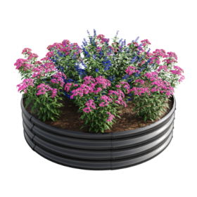 47.24x11.4 Tall Round Metal Raised Garden Bed For Vegetables, Flowers, Herbs (Color: Black)