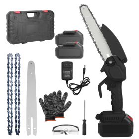 Electric Mini Chainsaw Portable Handheld Cordless Small Chain Saw Battery Powered with 2Pcs 1200mAh Rechargeable Batteries 8in Chains Gloves Goggles f (Option: MiniChainsawBlack)