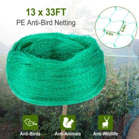 13 X 33ft Garden Netting Heavy Duty PE Anti Bird Netting Plants Fruits Tree Vegetables Protection Netting Net (Color: Green)
