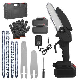 Electric Mini Chainsaw Portable Handheld Cordless Small Chain Saw Battery Powered with 2Pcs 2200mAh Rechargeable Batteries 4in/6in Chains for Pruning (Option: ElectricChainsawBlack)
