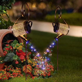 Watering Can Outdoor Decorative Solar Lights, IP65 Waterproof, Garden, Patio, Lawn Hanging Garden Decor (Option: 2pcs)