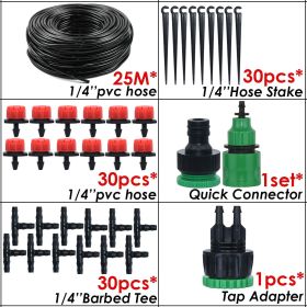 1 Set Automatic Micro Drip Irrigation Watering System Kit Hose Home Garden & Adjustable Drippers Greenhouses Potted Grows (Quantity: 25m Double Outlet Suit)