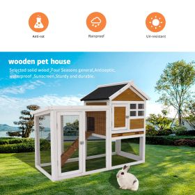 Deluxe Wooden Chicken Coop Hen House Rabbit Wood Hutch Poultry Cage Habitat (Color: Yellow)