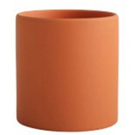Nordic Industrial Style Colorful Ceramic Flowerpot Succulent Planter Green Plants Cylindrical Shape Flower Pot With Hole Tray (Color: Orange, size: 13X13X13)