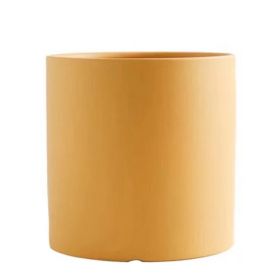 Nordic Industrial Style Colorful Ceramic Flowerpot Succulent Planter Green Plants Cylindrical Shape Flower Pot With Hole Tray (Color: Yellow, size: 13X13X13)