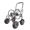 Portable Garden Hose Reel Cart with Storage Basket, Rust Resistant, Heavy Duty, 4 Wheels